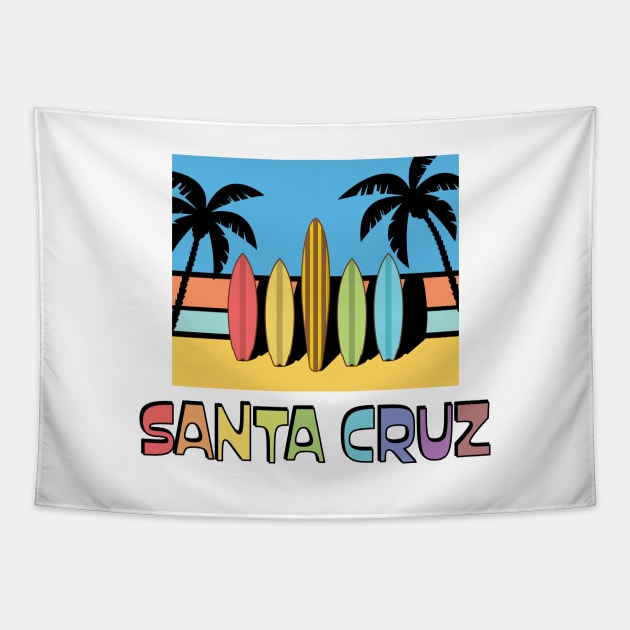 Santa Cruz Pack Sticker Surfboards on Fence Lite Tapestry by PauHanaDesign