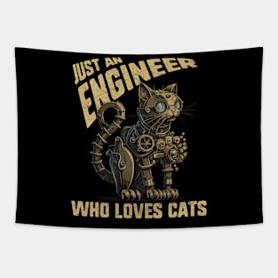 Just an Engineer Who Loves Cats Steampunk Tapestry