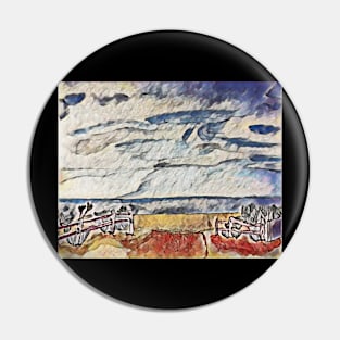 Surrealist painting beach Pin