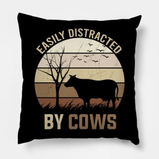 Easily Distracted By Cows Pillow