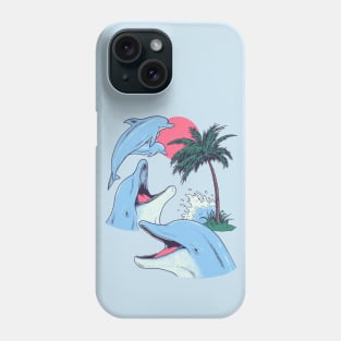 Four Dolphin Palm Tree Phone Case