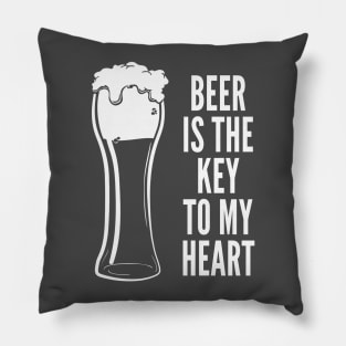 Funny Drinking Shirt – Funny Beer Saying Beer Is The Key To My Heart Pillow