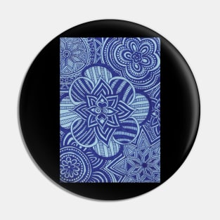 Cobalt Floral Snowflakes Pin