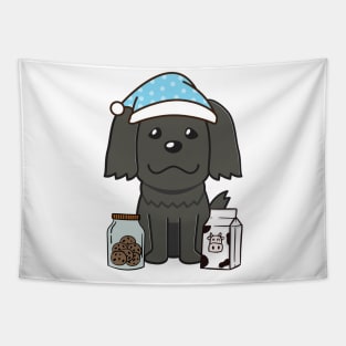 Funny black dog is having a midnight snack Tapestry