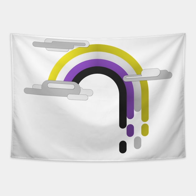 Non-Binary Pride Flag Minimalist Drip Rainbow Design Tapestry by LiveLoudGraphics