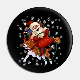 Santa Claus Riding Beagle Christmas Funny Gift Pin