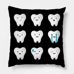 Teeth Emoji - Dental Assistant - Funny Dental Hygienist Gifts - Dentist - Tooth Health - Dentistry T-Shirt Pillow