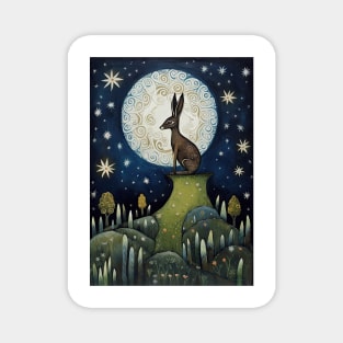 Moonlit Reverie: The Hare's Serenity Magnet