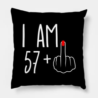Vintage 58th Birthday I Am 57 Plus 1 Middle Finger Pillow