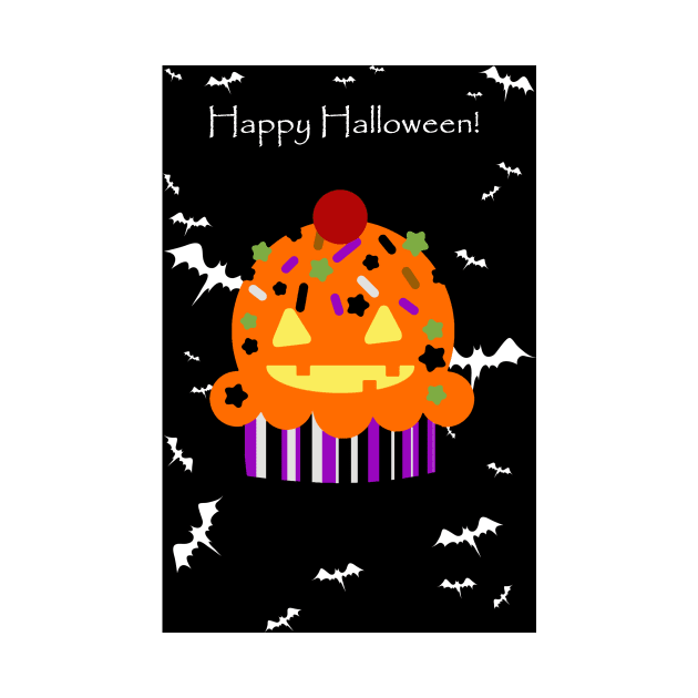 "Happy Halloween" Pumpkin Cupcake by saradaboru