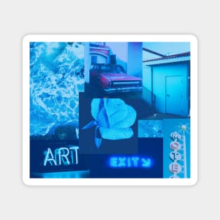 Pastel blue aesthetic collage Magnet