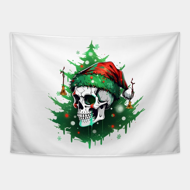 Christmas Skulls Tapestry by ragil_studio