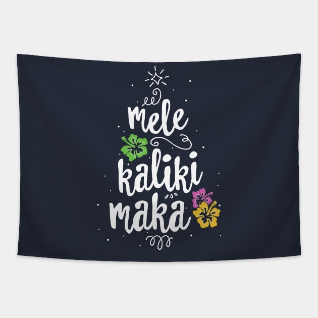 Mele Kalikimaka Christmas Tree T-Shirt Hawaiian Hawaii Xmas Tapestry by 14thFloorApparel