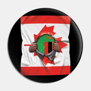 Zambia Flag Canadian Flag Ripped - Gift for Zambian From Zambia Pin