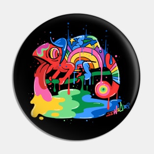 Trippy Rainbow Chameleon Pin