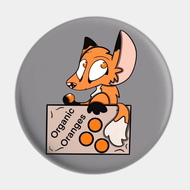 Fox in a Box of Oranges Pin by SableShroom