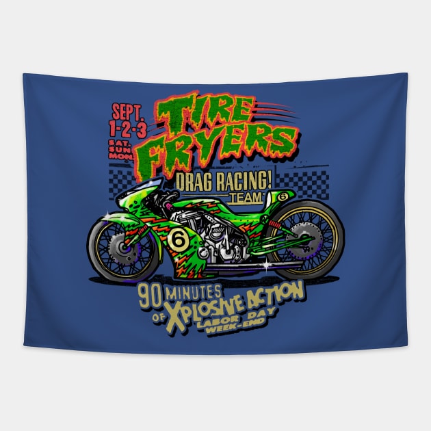 TIRE FRYER MOTORCYCLE Tapestry by teepublickalt69