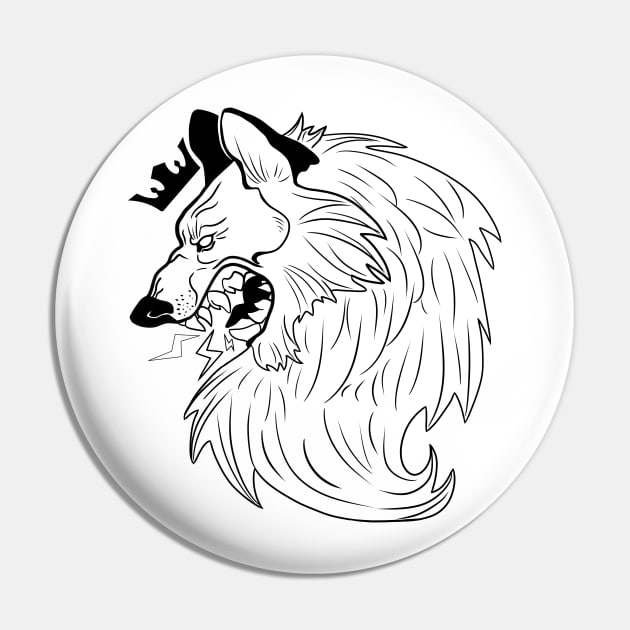 Black Wolfy In Crown Pin by Berkanna