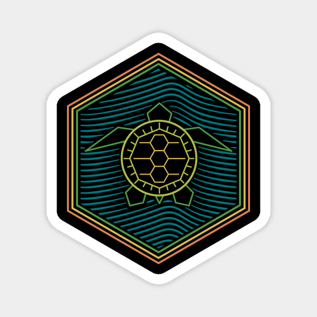Geometric Turtle Hexagon Magnet by Dragonbudgie