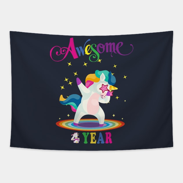 4th Birthday Unicorn Tapestry by NI78