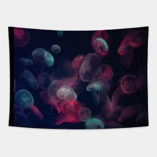 Fluorescent Jellyfish Underwater Photography Tapestry