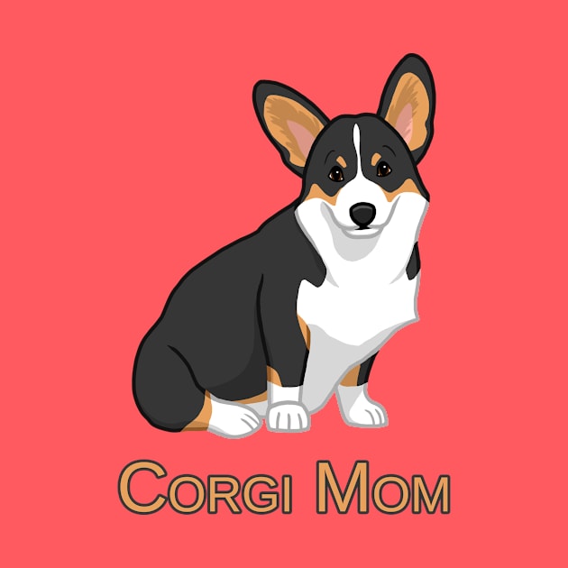 Cute Black Tricolor Pembroke Corgi Dog Mom by csforest