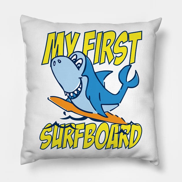 My First Surfboard - Waves - Shark Pillow by SILVER01