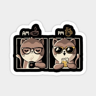 AM PM - Beer Coffee Funny Cat Gift Magnet