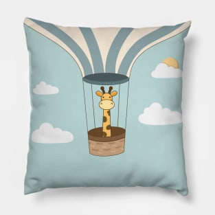 Kawaii Cute Giraffe On Hot Air Balloon Pillow