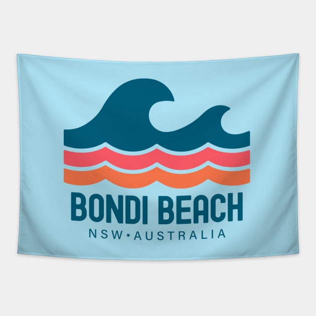Bondi Beach Sydney Australia NSW Vintage Waves Tapestry by TGKelly