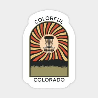 Colorful Colorado | Disc Golf Vintage Retro Arch Mountains Magnet