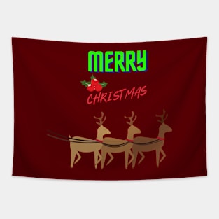 DEER MERRY CHRISTMAS Tapestry