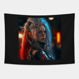 Cyberpunk Alluring Female Cyborg - Photography Tapestry