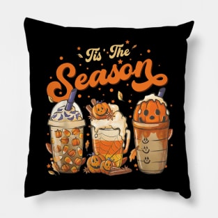 Tis The Season Pumpkin Spice Latte Halloween Fall Coffee Pillow