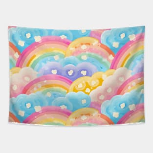 Cute Rainbows and Clouds Tapestry