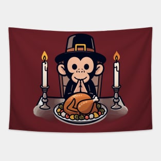 Happy Thanksgiving Baby Monkey Tapestry