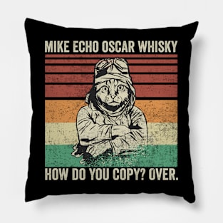 Mike Echo Oscar Whiskey M.E.O.W Funny Cat Pilot Pillow