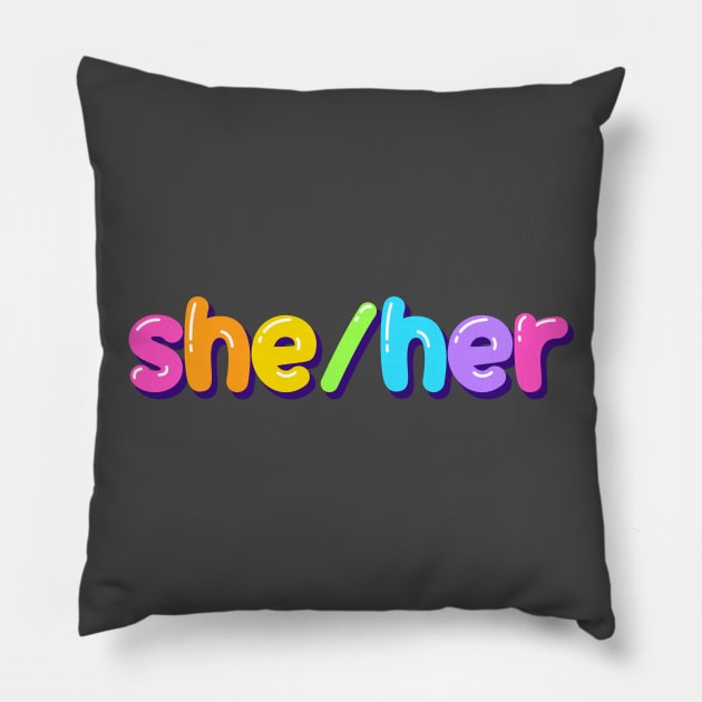 she/her jellybean design Pillow by ummdra