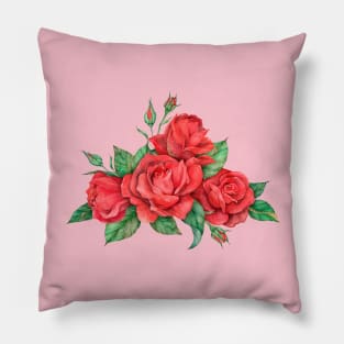 Hand-drawn red rose flower Pillow