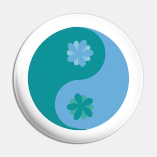 Floral yin yang in verdigris green and tranquil blue Pin