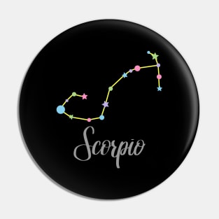 Scorpio Zodiac Constellation in Rainbow Pastels - Black Pin