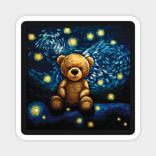 Cute Teddy bear with Stars at Night Magnet