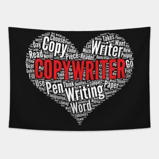 Copywriter Heart Shape Word Cloud Design for Copy Writer graphic Tapestry