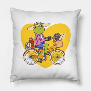 Frog Bike Ride Pillow