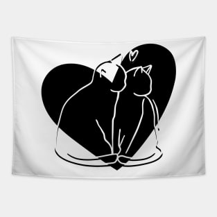 Black and white cats in love Tapestry