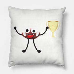 American Football Cartoon with Trophy Pillow