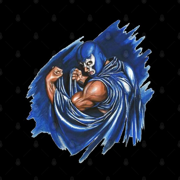 Feel-Ink Demon Blue Lucha Libre Mexican Old Paint Legend by FeelInksense