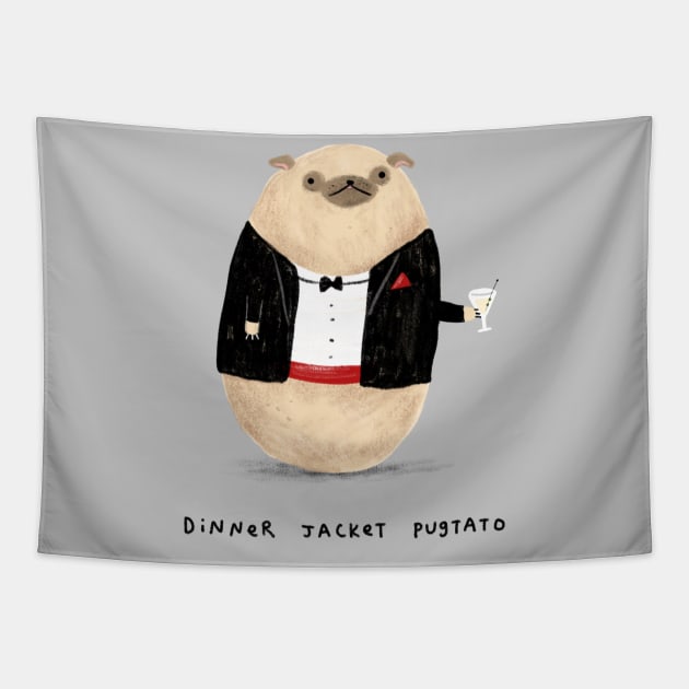 Dinner Jacket Pugtato Tapestry by Sophie Corrigan