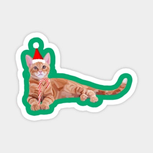 Festive Christmas Orange Ginger Cat Magnet