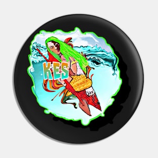 Ocean woman surf expert teacher Pin